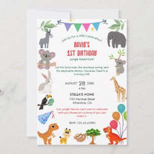 Jungle Safari Invitation d'anniversaire - Wild One
