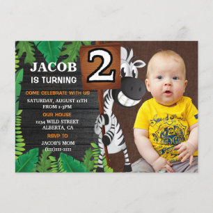 Jungle Safari - Invitation photo d'un garçon