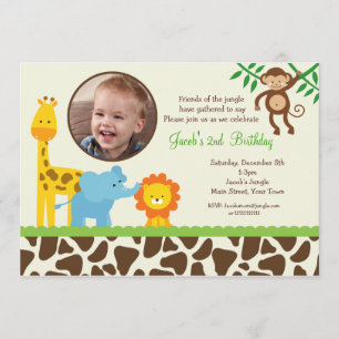 Jungle Safari photo Invitation Anniversaire
