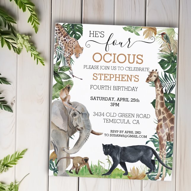 Jungle Safari Quatrième quatre Anniversaire Black  (Créateur téléchargé)