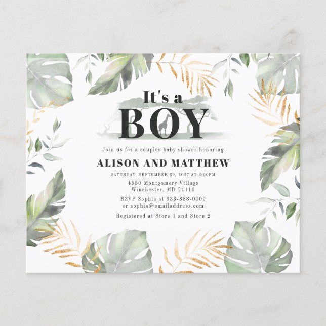 Jungle Safari Rustic Baby shower Invitation (Devant)