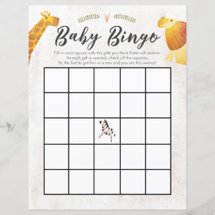 Jungle & Safari Thème Baby Bingo Baby shower Jeu