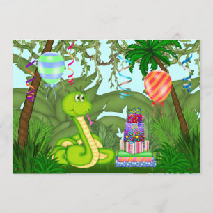 Jungle Serpent vert Invitation de fête d'anniversa