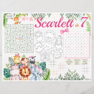 Jungle Sets de table Safari, fiche d'activité Safa