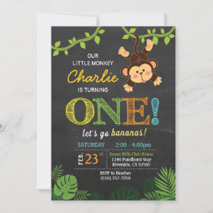Jungle Singe mignonne invitation d'anniversaire an