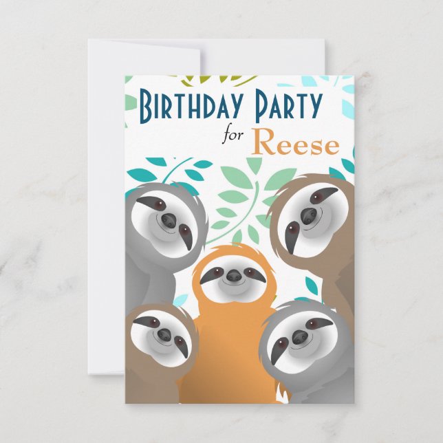 Jungle Sloths Anniversaire Fête Invitation (Devant)