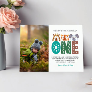 Jungle Thème 1er Anniversaire Carte postale Merci