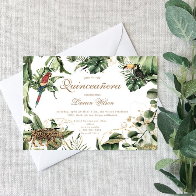 Jungle Thème Animaux Quinceanera Fête Invitation (Créateur téléchargé)