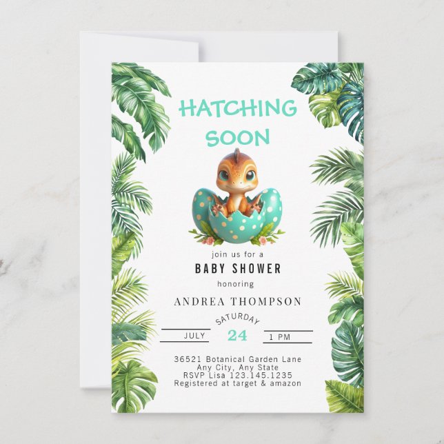 Jungle tropicale | Invitation Baby shower (Devant)