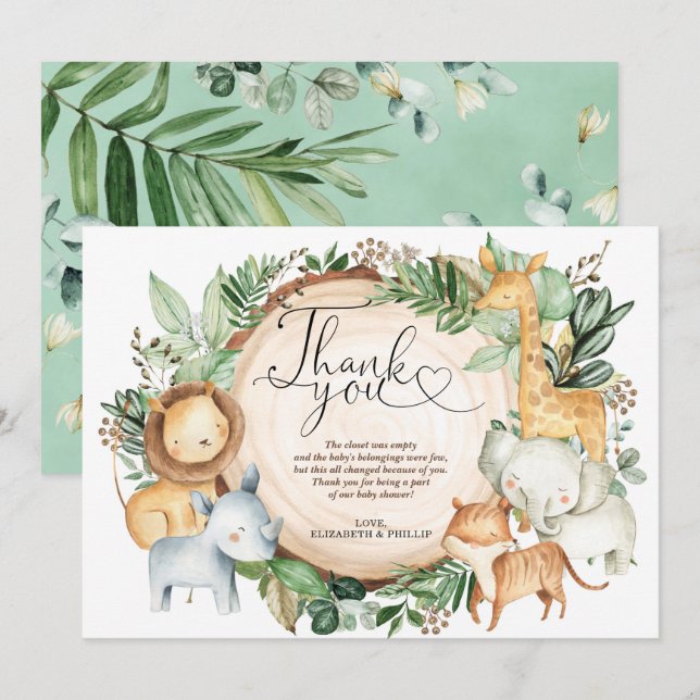 Jungle verdoyante Safari Animaux sauvages Carte de (Devant / Derrière)