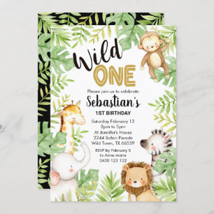 Jungle Wild One 1er Birthday Invitation Safari