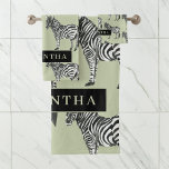 Jungle Zebra Wild Motif & Nom personnalisé<br><div class="desc">Jungle Zebra Wild Motif & Nom personnalisé</div>