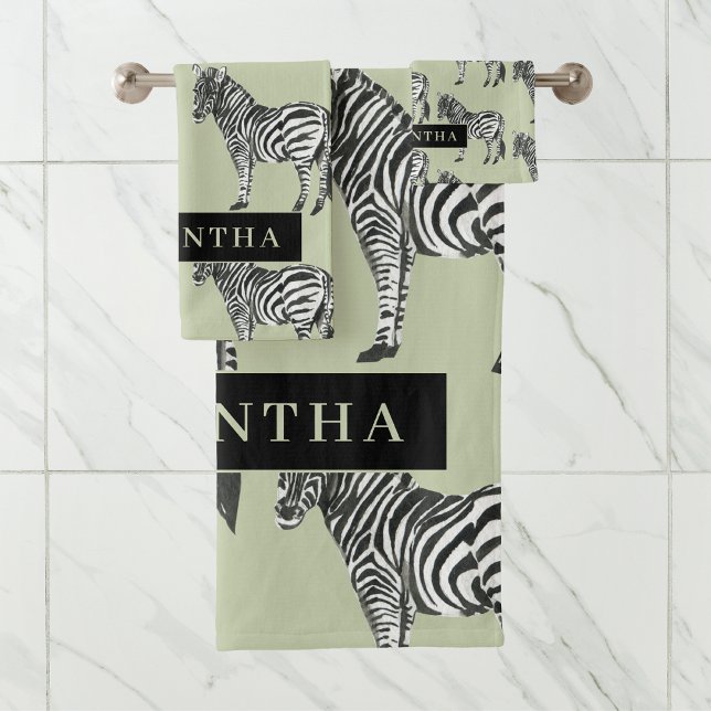 Jungle Zebra Wild Motif & Nom personnalisé (Créateur téléchargé)