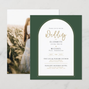 Juniper Green Gold PHOTO Invitation de mariage BUD