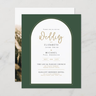 Juniper Green Gold PHOTO Mariage Inviter BUDGET