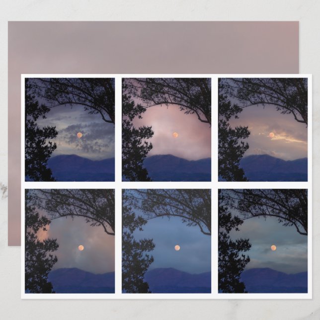 Junk Journal Féerie Ciel Lune Arbres Imaginaire 19 (Devant / Derrière)