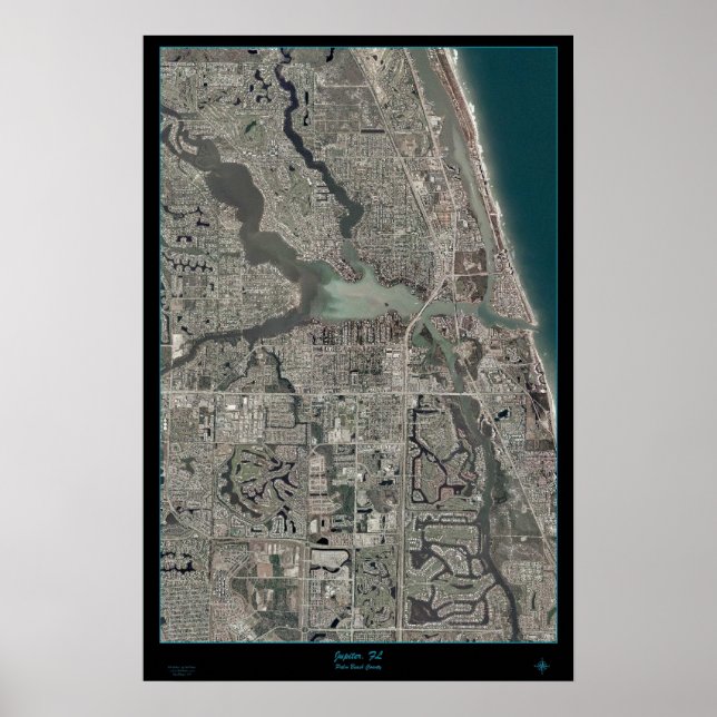 Jupiter, carte satellite poster Floride (Devant)