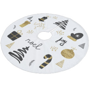 Jupon De Sapin En Molleton Adhésif d'arbre de Noël noir or