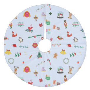 Jupon De Sapin En Molleton Bleu glacé Santa Clause Snowman Noël