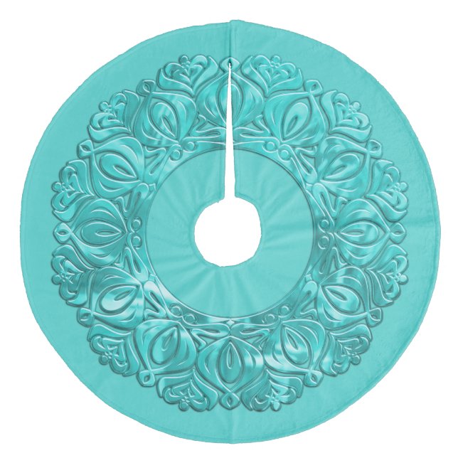 Jupon De Sapin En Molleton Bordure en Filigrane Perlé Turquoise avec n'import (Devant)