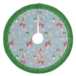 Jupon De Sapin En Molleton Casse-Noisette bleu ciel festif avec monogramme en