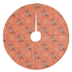 Jupon De Sapin En Molleton Chocolat Labrador motif de Noël