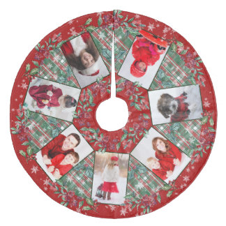 Jupon De Sapin En Molleton Collage de photos familiales Red Wreath de Noël