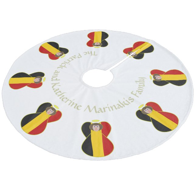 Jupon De Sapin En Molleton Drapeau ange belge de Noël  (Angle)