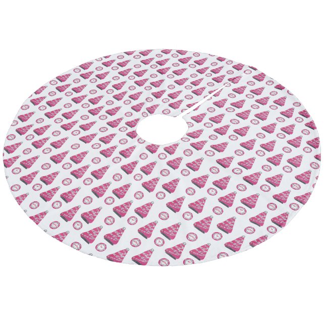 Jupon De Sapin En Molleton Flamants roses de Noël Glam Pink (Angle)