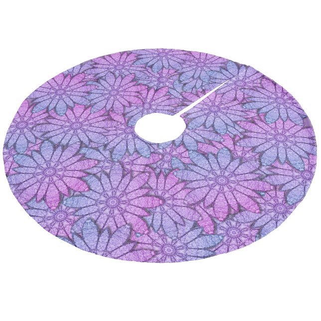 Jupon De Sapin En Molleton Fun Purple Flowers (Angle)