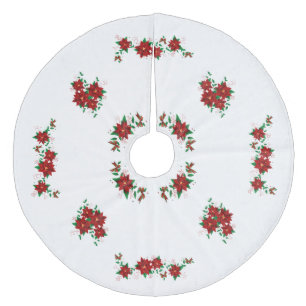 Jupon De Sapin En Molleton Jolie Jupe Arbre Fleurs Rouges de Noël