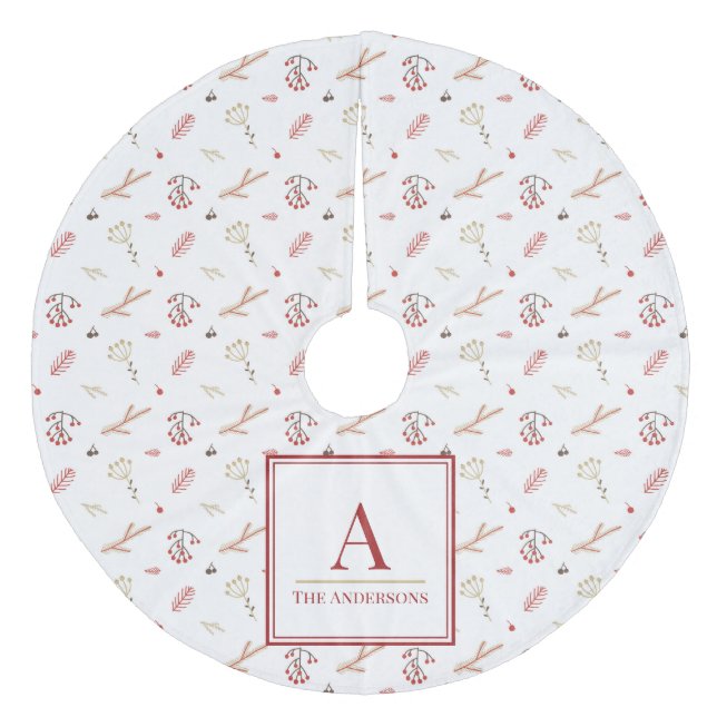 Jupon De Sapin En Molleton Jupe de Noël Red Holly Berry (Devant)