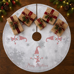 Jupon De Sapin En Molleton Jupe de sapin de Noël bonhomme de neige rose migno