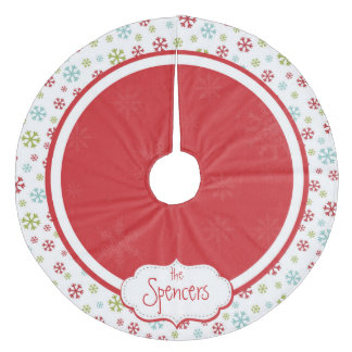 Jupon De Sapin En Molleton Jupe personnalisée d'arbre de Noël de flocon de