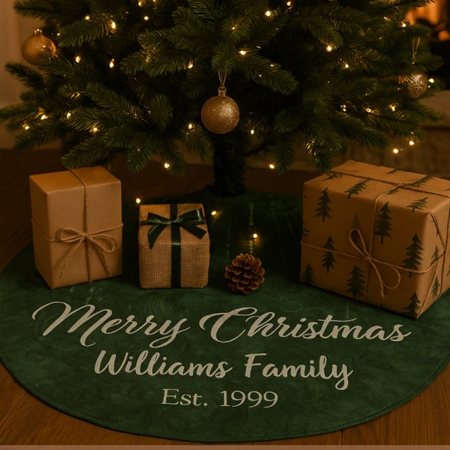 Jupon De Sapin En Molleton Lovely Green Joyeux Noël Floral (Créateur téléchargé)