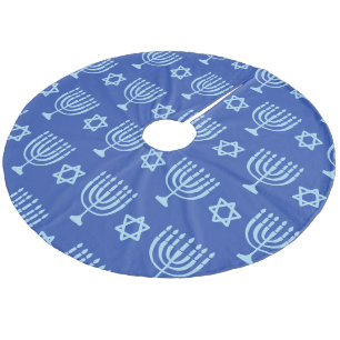 Jupon De Sapin En Molleton Menorah & Etoile de David Dark Blue Hanoukka