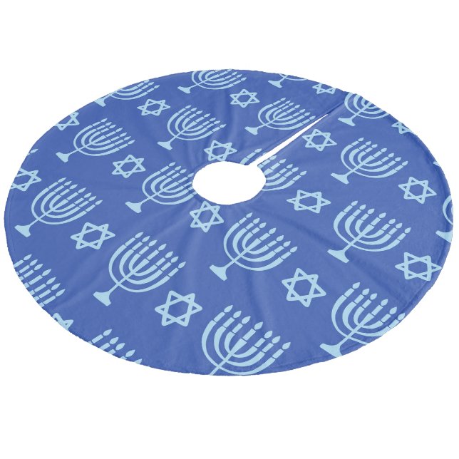 Jupon De Sapin En Molleton Menorah & Etoile de David Dark Blue Hanoukka (Angle)