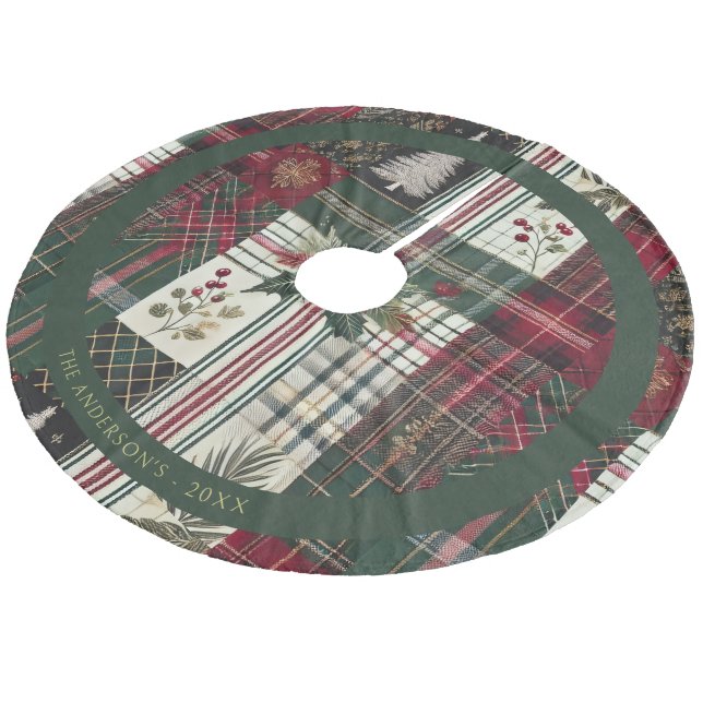 Jupon De Sapin En Molleton Modern Christmas Rustic Plaid Pattern (Angle)