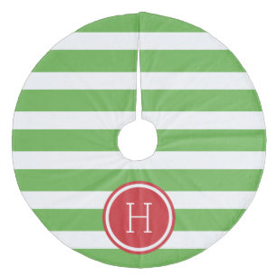 Jupon De Sapin En Molleton Monogramme des rayures de preppy vert et rouge
