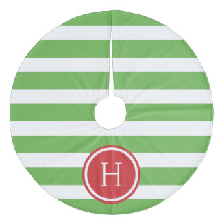 Jupon De Sapin En Molleton Monogramme des rayures de preppy vert et rouge