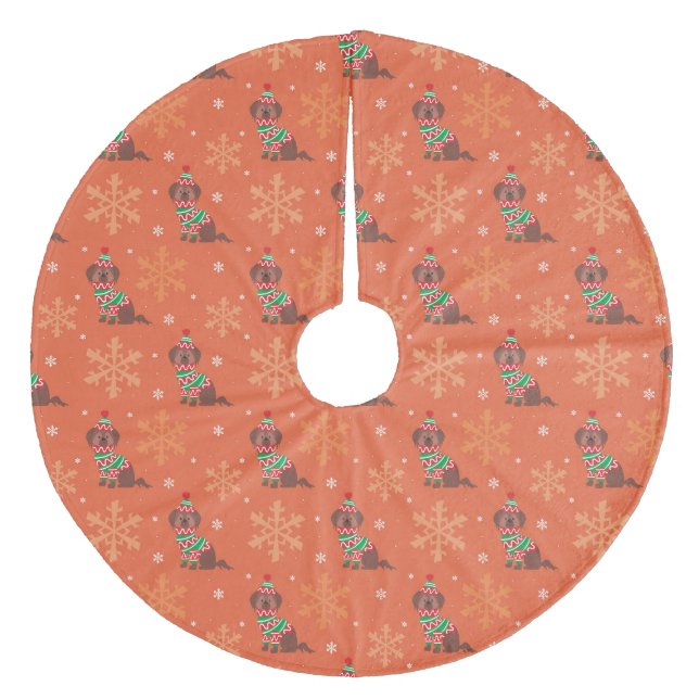 Jupon De Sapin En Molleton Motif de Noël Labrador au chocolat (Devant)