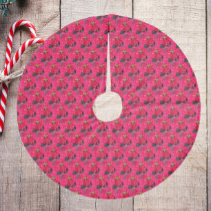 Jupon De Sapin En Molleton Motif de Poinsettia rouge variable