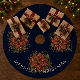 Jupon De Sapin En Molleton Noël dans les Étoiles Poinsettia