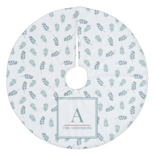Jupon De Sapin En Molleton Nom personnalisé Turquoise Mistletoe Arbre de Noël