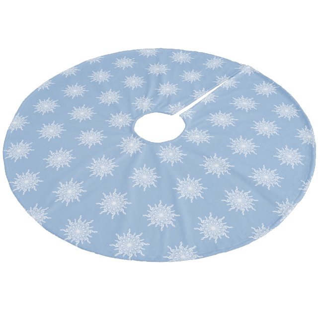 Jupon De Sapin En Molleton Note Musique Bleue d'hiver Snowflake Motif (Angle)