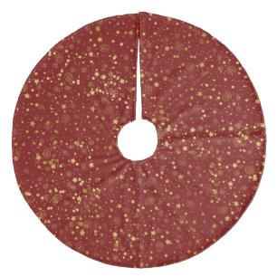 Jupon De Sapin En Molleton Or sur les étoiles rouges et les tourbillons
