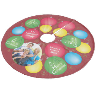 Jupon De Sapin En Molleton Ornements de Noël Photo de famille