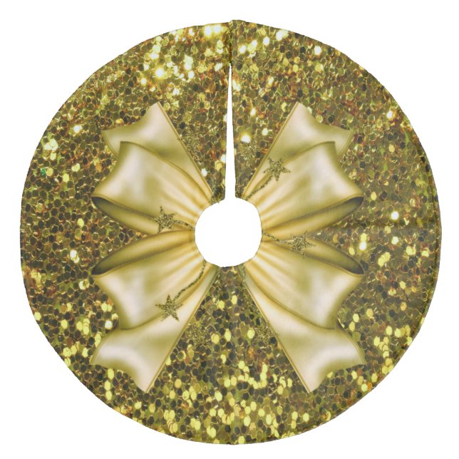 Jupon De Sapin En Molleton Parties scintillant d'or et Bow (Devant)
