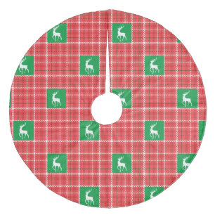 Jupon De Sapin En Molleton Rennes Noël Rouge Vert Blanc Carreaux Twill