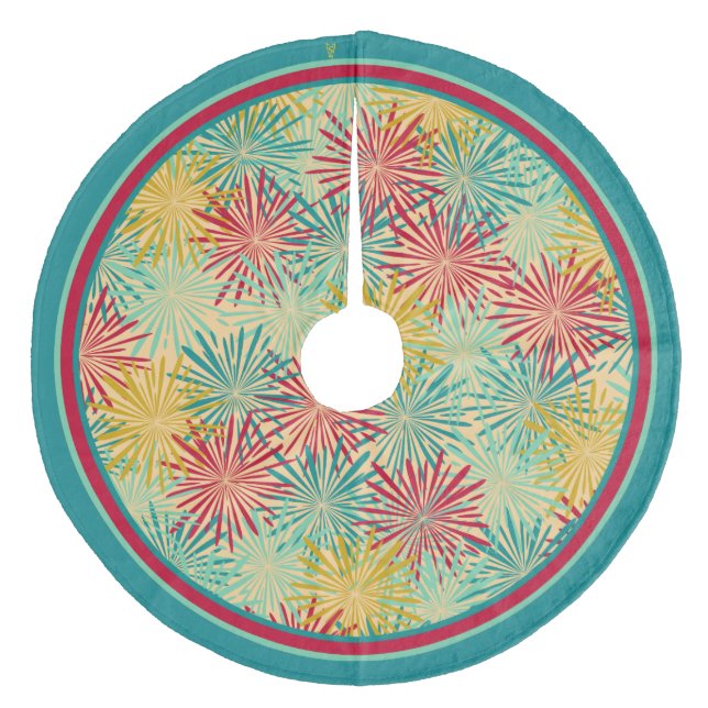 Jupon De Sapin En Molleton Rétros pompons de tresse de Noël (couleurs (Devant)